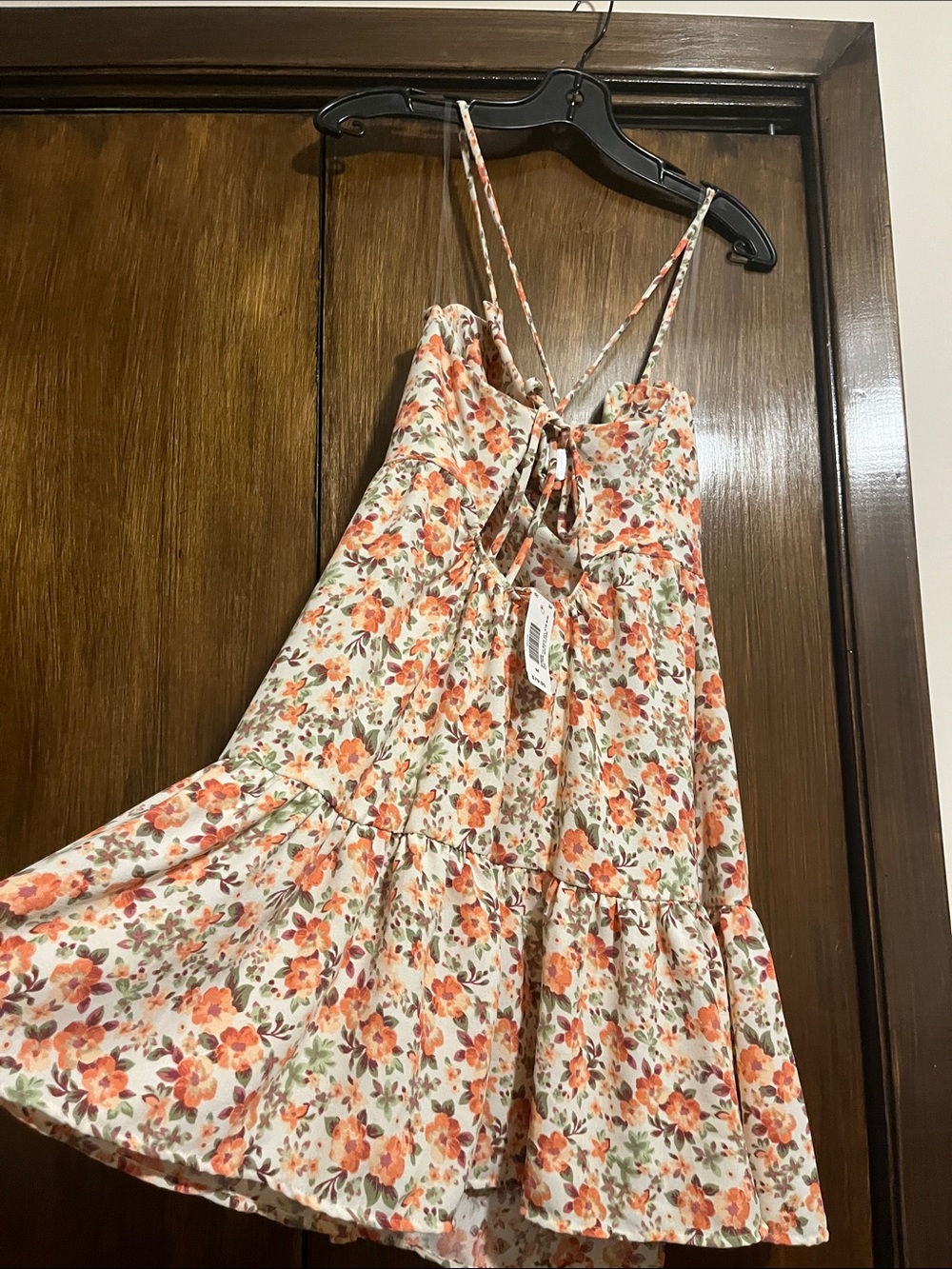 Tie Back Sundress in an Orange Floral